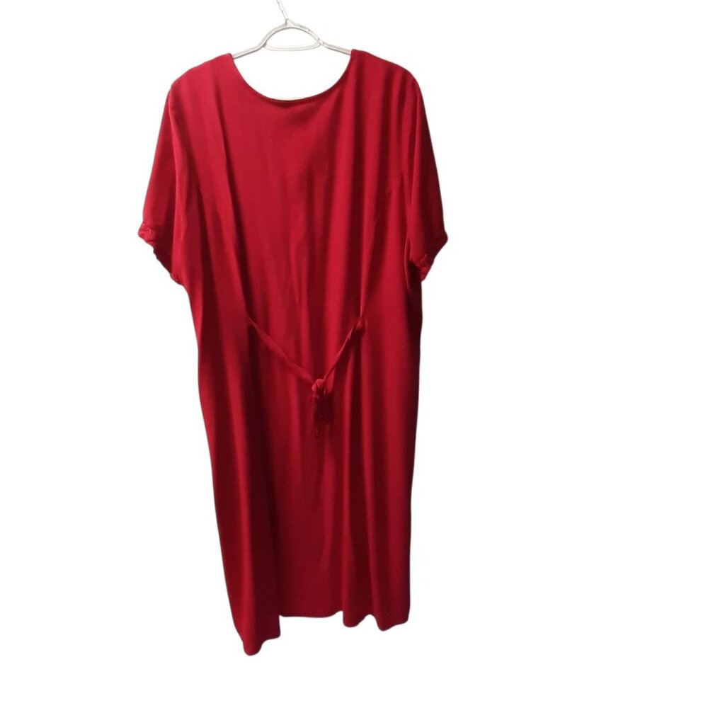 Phases Maxi Dress Womens Size 2X Red Embroidered Button Front Short Sleeve - Picture 7 of 8